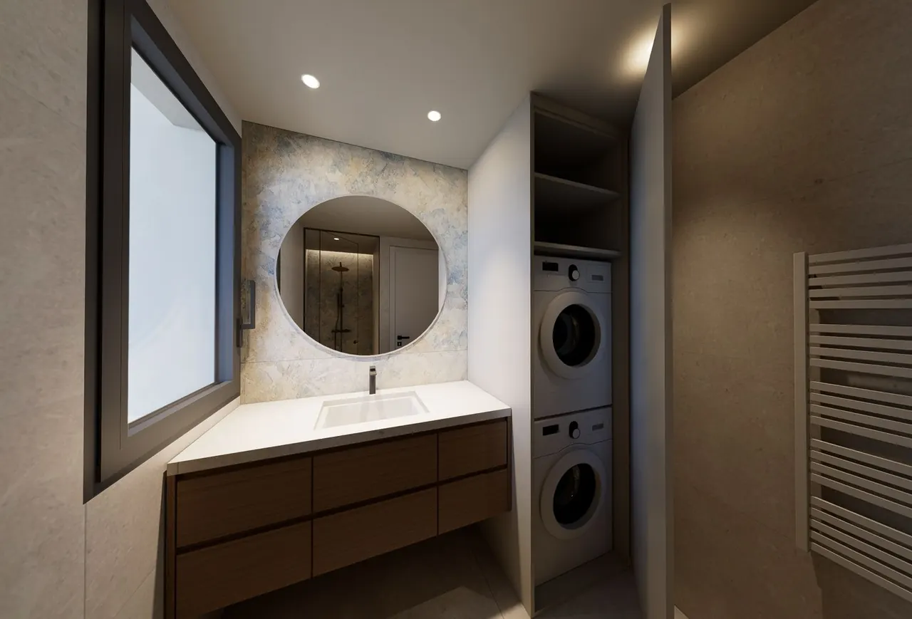 Concept B: bathroom vanity with washer and dryer